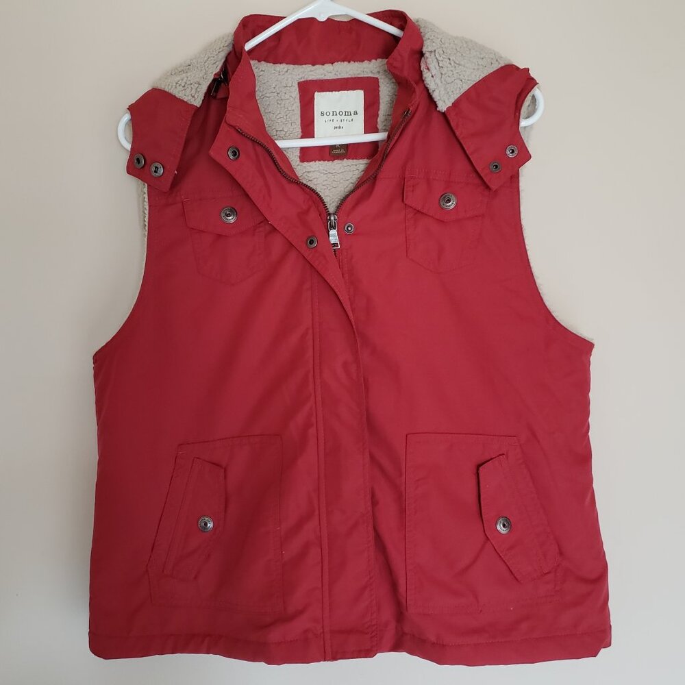 NEW Sonoma Women's Vest with Detachable Hood Size PL